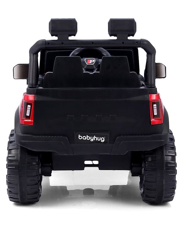 Babyhug Battery Operated Ride on Jeep with Music & LED Lights - Red| Rechargeable Battery| Openable Doors| Built-in Music & AUX| Remote Control| Easy to Assemble| Forward & Reverse