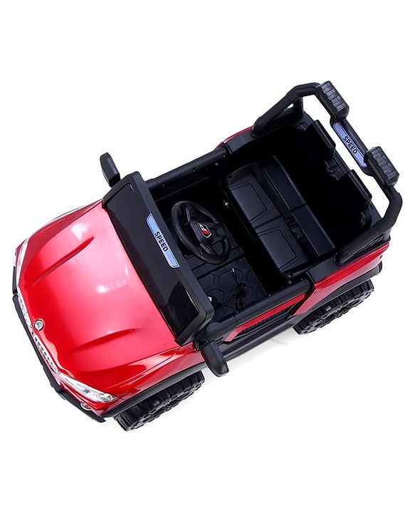 Babyhug Battery Operated Ride on Jeep with Music & LED Lights - Red| Rechargeable Battery| Openable Doors| Built-in Music & AUX| Remote Control| Easy to Assemble| Forward & Reverse