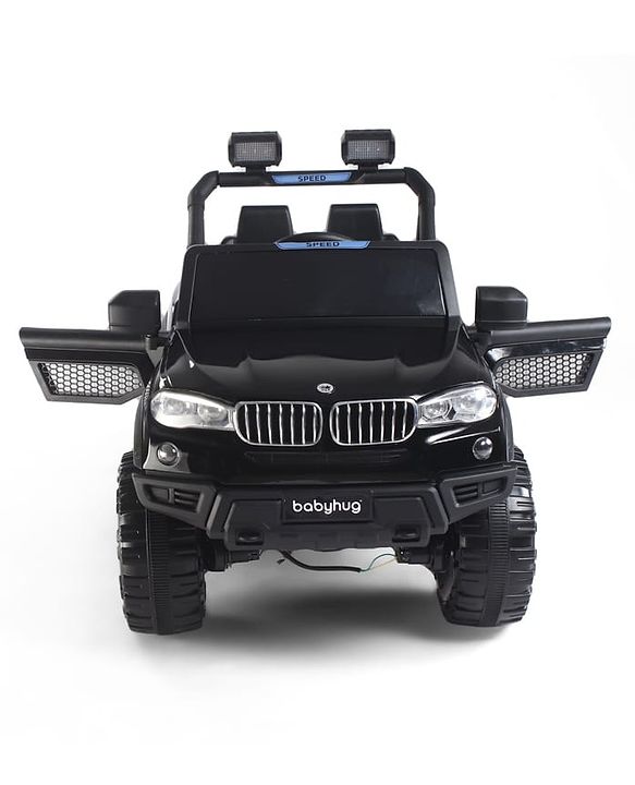 Babyhug Battery Operated Ride on Jeep with Music & LED Lights - Blue| Rechargeable Battery|Openable Doors| AUX|Remote Control|Easy to Assemble| Forward & Reverse| Magic Swing Movement