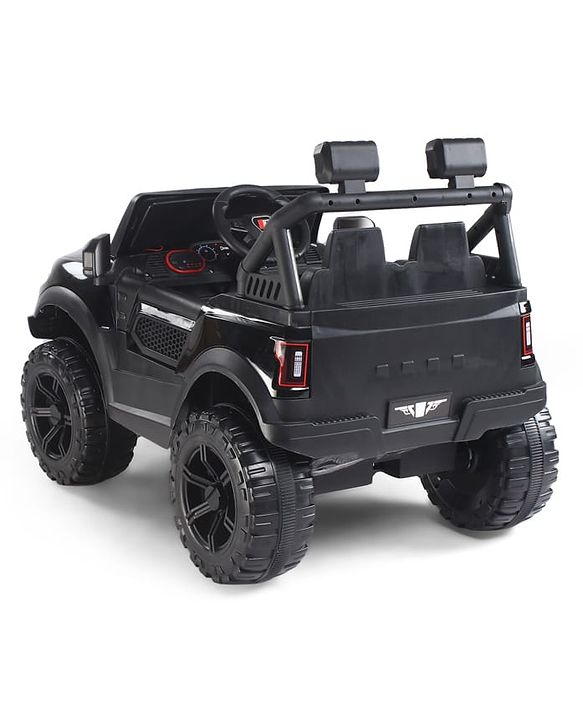 Babyhug Battery Operated Ride on Jeep with Music & LED Lights - Blue| Rechargeable Battery|Openable Doors| AUX|Remote Control|Easy to Assemble| Forward & Reverse| Magic Swing Movement