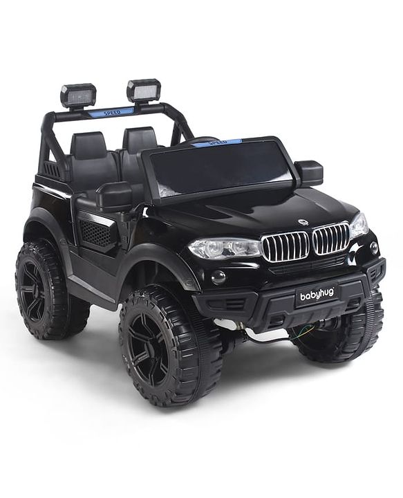 Babyhug Battery Operated Ride on Jeep with Music & LED Lights - Blue| Rechargeable Battery|Openable Doors| AUX|Remote Control|Easy to Assemble| Forward & Reverse| Magic Swing Movement
