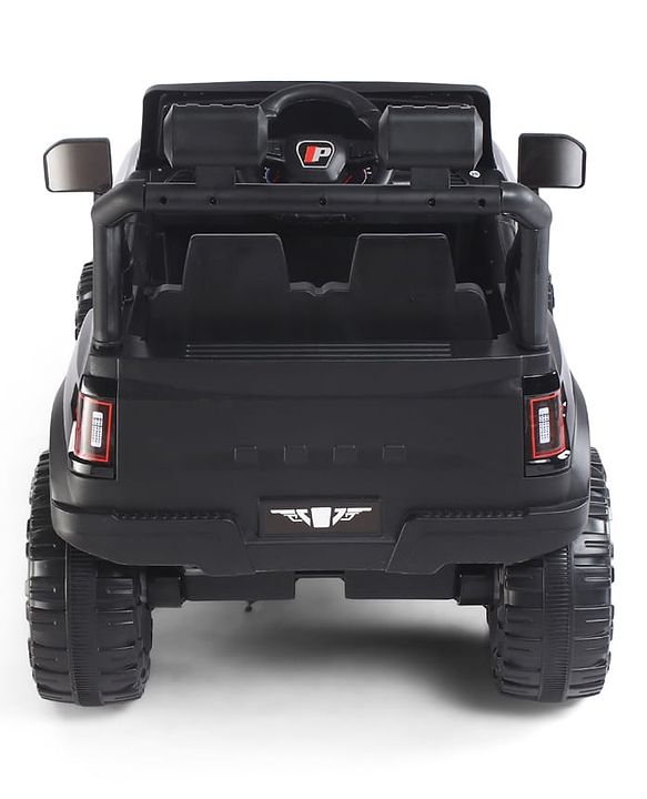 Babyhug Battery Operated Ride on Jeep with Music & LED Lights - Blue| Rechargeable Battery|Openable Doors| AUX|Remote Control|Easy to Assemble| Forward & Reverse| Magic Swing Movement