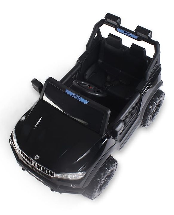Babyhug Battery Operated Ride on Jeep with Music & LED Lights - Blue| Rechargeable Battery|Openable Doors| AUX|Remote Control|Easy to Assemble| Forward & Reverse| Magic Swing Movement