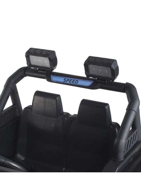 Babyhug Battery Operated Ride on Jeep with Music & LED Lights - Blue| Rechargeable Battery|Openable Doors| AUX|Remote Control|Easy to Assemble| Forward & Reverse| Magic Swing Movement