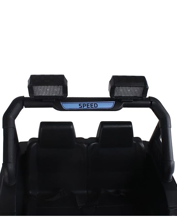 Babyhug Battery Operated Ride on Jeep with Music & LED Lights - Blue| Rechargeable Battery|Openable Doors| AUX|Remote Control|Easy to Assemble| Forward & Reverse| Magic Swing Movement