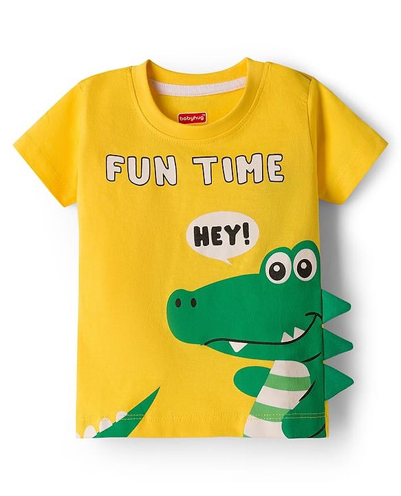 Babyhug 100% Cotton Knit Half Sleeves & Sleeveless Striped Crocodile Printed T-Shirt & Shorts Set - Multicolour & Green