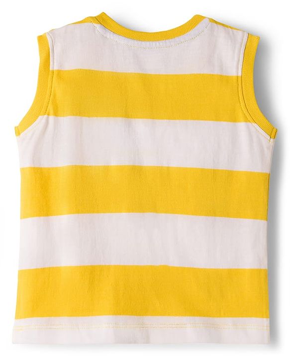 Babyhug 100% Cotton Knit Half Sleeves & Sleeveless Striped Crocodile Printed T-Shirt & Shorts Set - Multicolour & Green