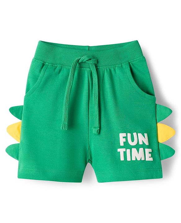 Babyhug 100% Cotton Knit Half Sleeves & Sleeveless Striped Crocodile Printed T-Shirt & Shorts Set - Multicolour & Green