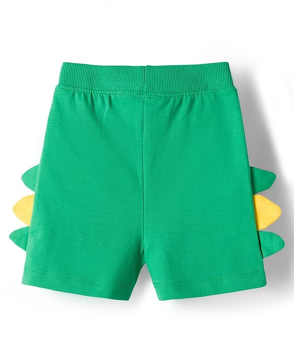 Babyhug 100% Cotton Knit Half Sleeves & Sleeveless Striped Crocodile Printed T-Shirt & Shorts Set - Multicolour & Green