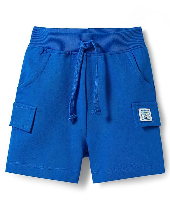 Babyhug Single Jersey Knit Half Sleeves T-Shirt & Shorts Set with Happy Print - Blue