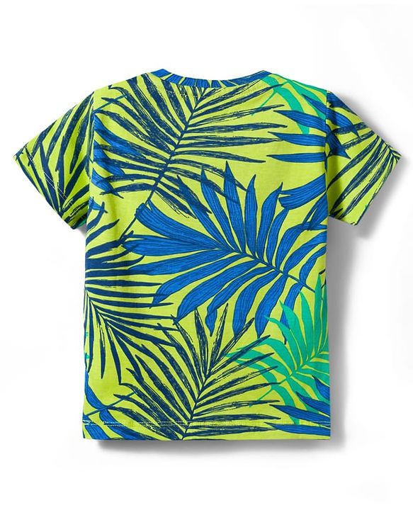 Babyhug Single Jersey Knit Half Sleeves T-Shirt & Shorts Set with Happy Print - Blue