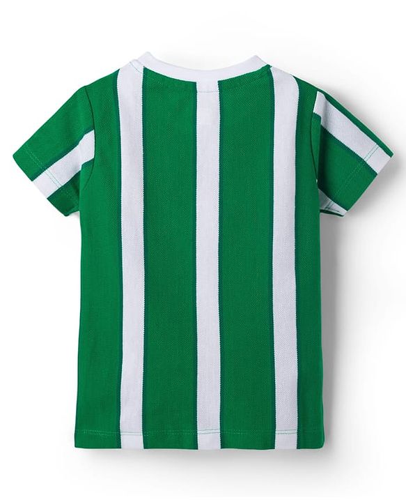 Babyhug 100% Cotton Knit Half Sleeves Striped T-Shirt & Shorts Set - Green