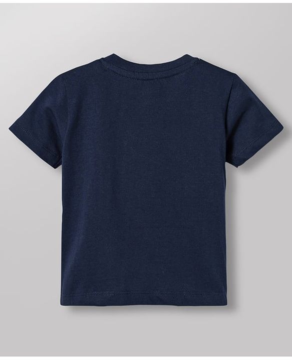 Babyhug Single Jersey Knit Half Sleeves Striped T-Shirt & Shorts Set - Light Blue