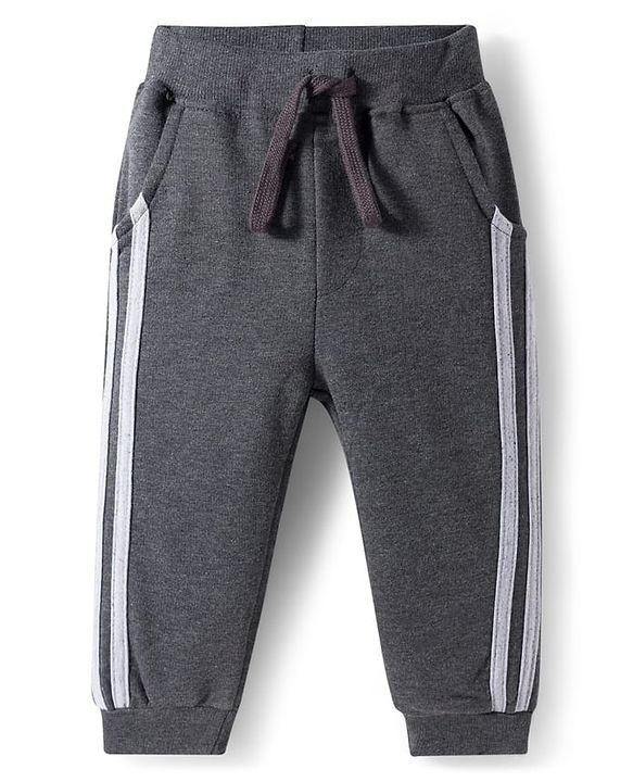 Babyhug Single Jersey Knit Half Sleeves Polo T-Shirt & Lounge Pant Set with Daddy's Champ Embroidery - Grey