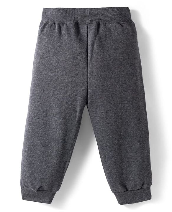 Babyhug Single Jersey Knit Half Sleeves Polo T-Shirt & Lounge Pant Set with Daddy's Champ Embroidery - Grey