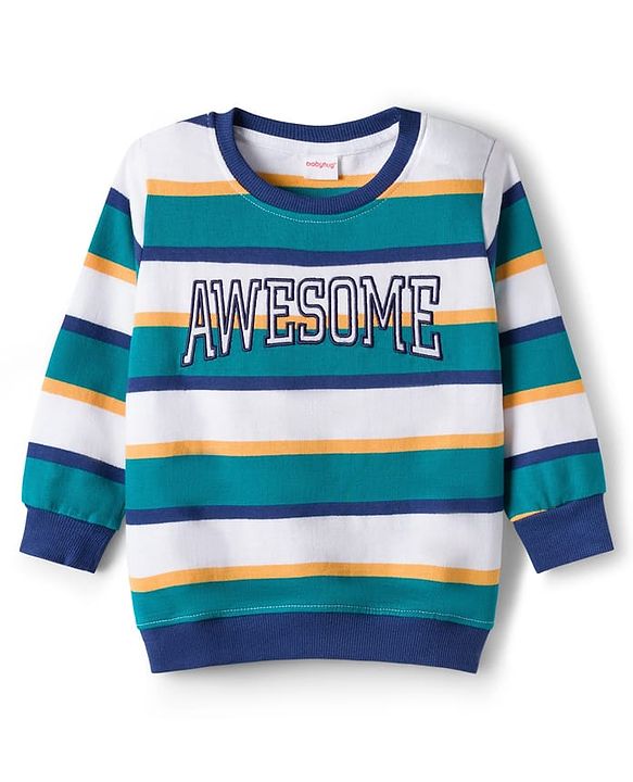 Babyhug Single Jersey Knit Full Sleeves Striped T-Shirt & Lounge Pant Set - Multicolor