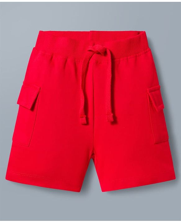 Babyhug Single Jersey Knit Half Sleeves Cut & Sew Polo T-Shirt & Shorts Set - Blue & Red