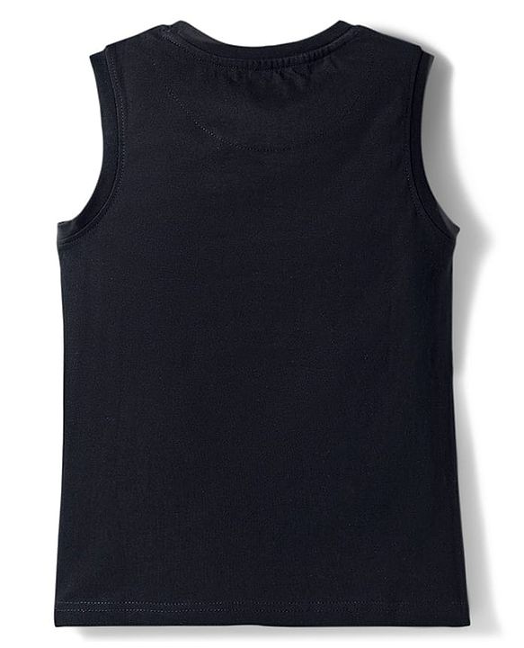 Pine Kids Cotton Knit T-Shirt Sleeveless Round Neck Striped Black 4-5 Years