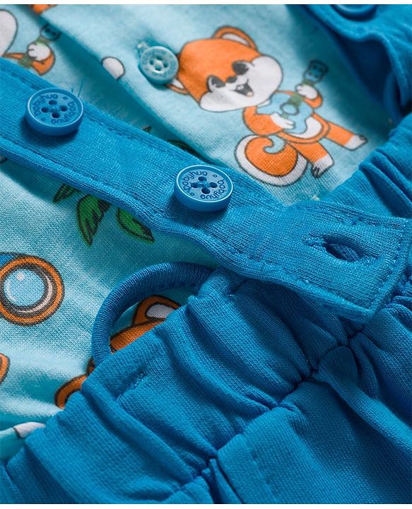 Babyhug Single Jersey Knit Half Sleeves Shirt & Shorts Set With Tiger Print & Bow Applique - Multicolor
