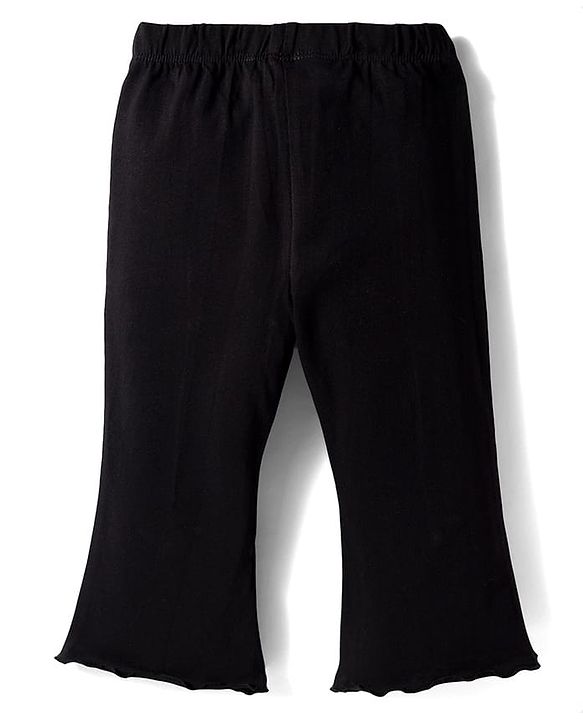 Babyhug Lycra Knit Full Length Solid Color Leggings - Black