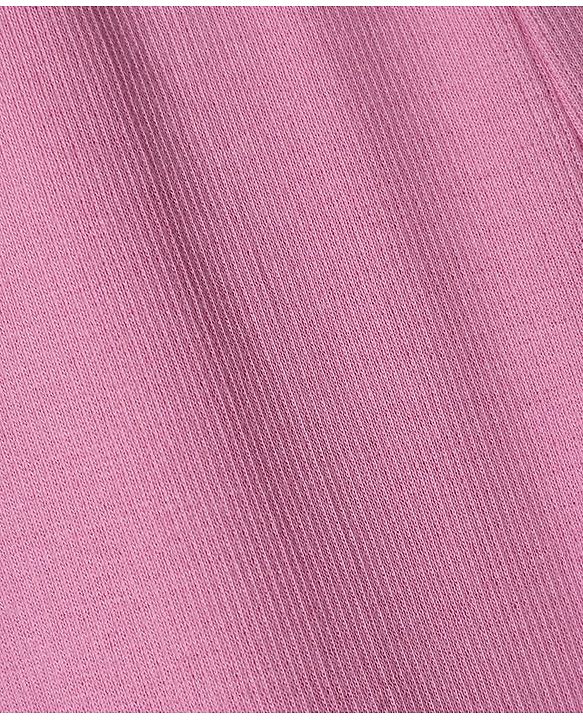 Babyhug Lycra Knit Full Length Solid Leggings With Bow Applique - Pink