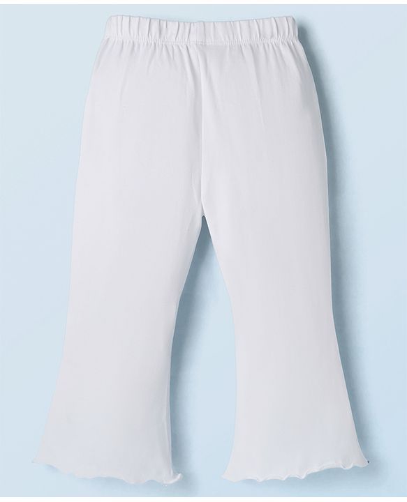Babyhug Lycra Knit Full Length Solid Color Leggings - White