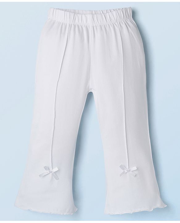 Babyhug Lycra Knit Full Length Solid Color Leggings - White