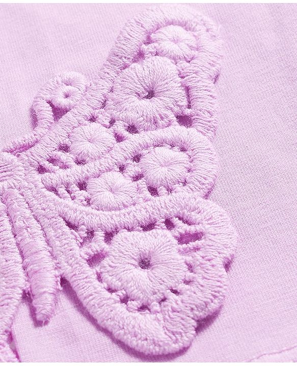 Babyhug Lycra Knit Full Length Leggings With Butterfly Applique - Pink