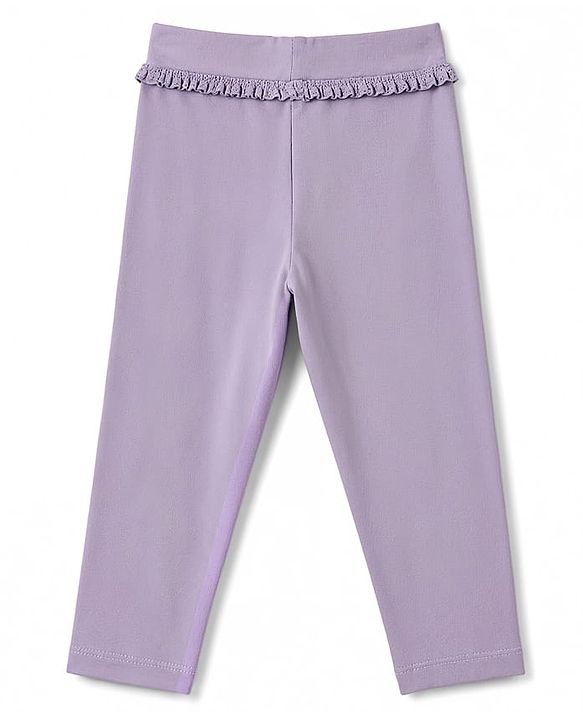 Babyhug Lycra Knit Full Length Leggings With Bunny Print - Lavender
