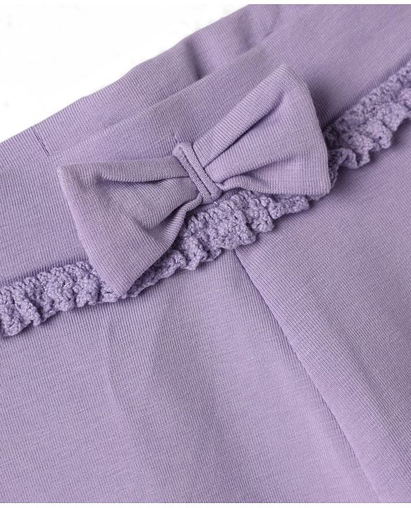 Babyhug Lycra Knit Full Length Leggings With Bunny Print - Lavender
