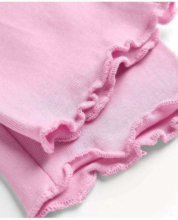 Babyhug Lycra Knit Full Length Leggings With Floral Crochet - Pink