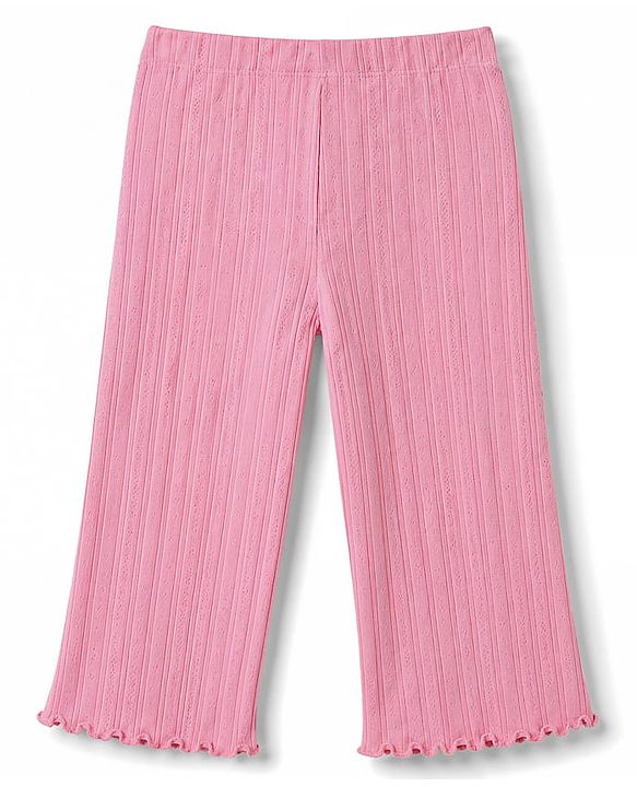 Babyhug Lycra Knit Full Length Slim Fit Rib Leggings - Pink