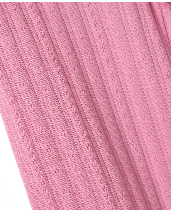 Babyhug Lycra Knit Full Length Slim Fit Rib Leggings - Pink