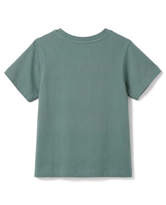 Pine Kids Cotton Knit T-Shirts Tiger Graphic Print Round Neck Half Sleeves Green 4-5 Years