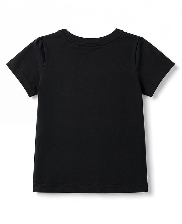 Pine Kids 100% Cotton Knit Half Sleeves Text Printed T-Shirt - Black