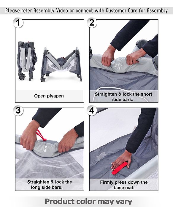 Babyhug My Space Playpen With Removable Mosquito Net - Red Navy (Assembly Video Available)