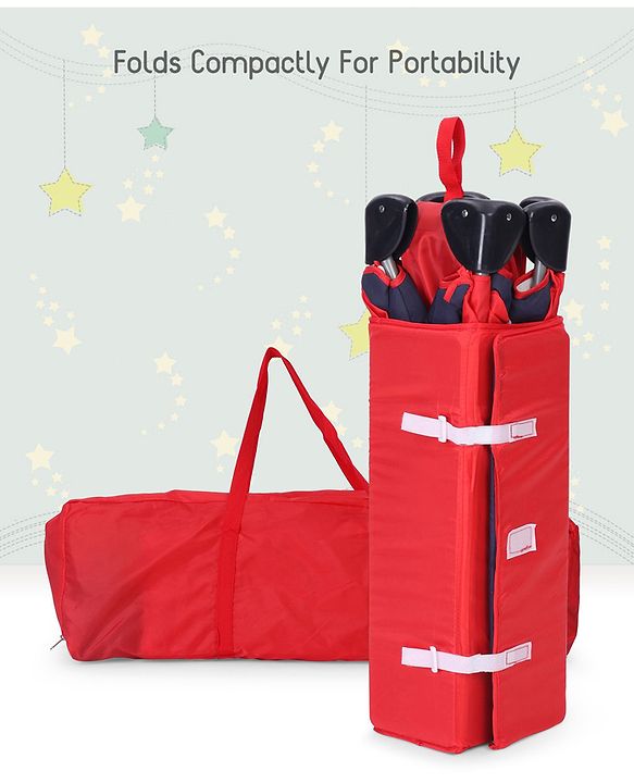 Babyhug My Space Playpen With Removable Mosquito Net - Red Navy (Assembly Video Available)