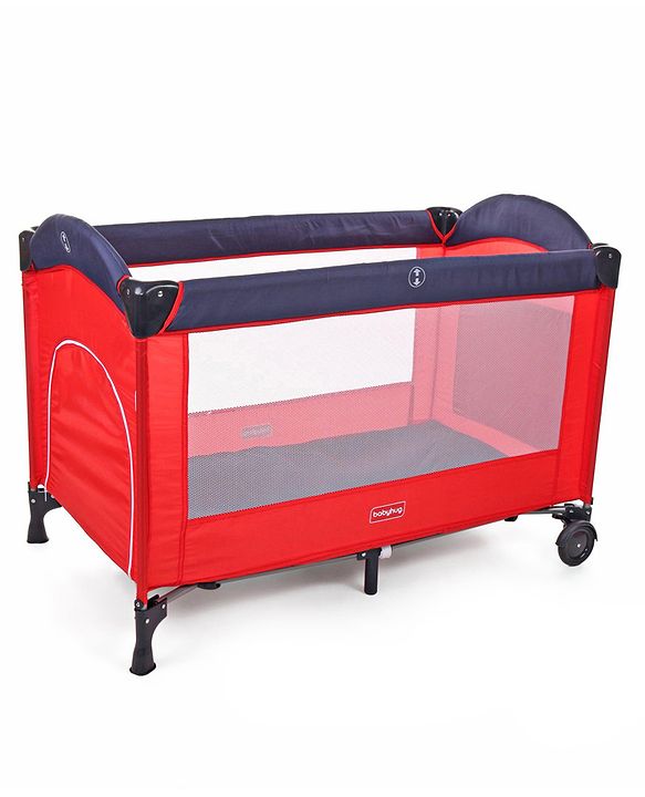 Babyhug My Space Playpen With Removable Mosquito Net - Red Navy (Assembly Video Available)
