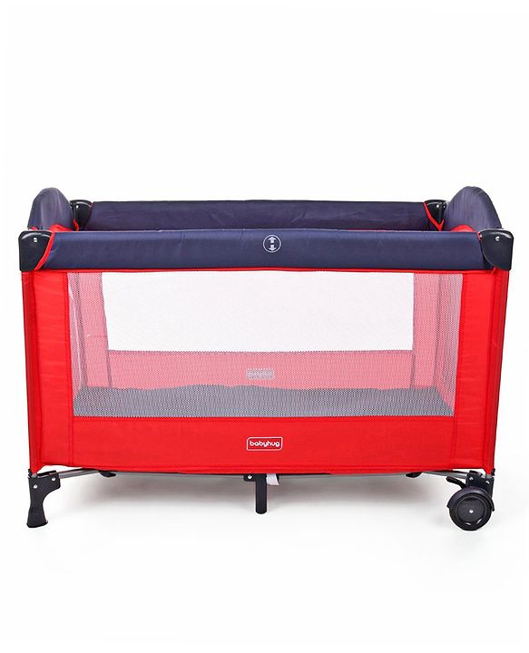 Babyhug My Space Playpen With Removable Mosquito Net - Red Navy (Assembly Video Available)