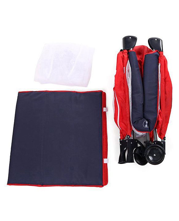 Babyhug My Space Playpen With Removable Mosquito Net - Red Navy (Assembly Video Available)