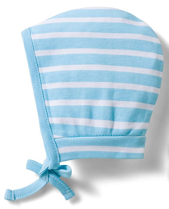 Babyhug 100% Cotton Knit Caps with Dino Print & Stripes Pack of 2 Multicolor - Diameter 22 cm
