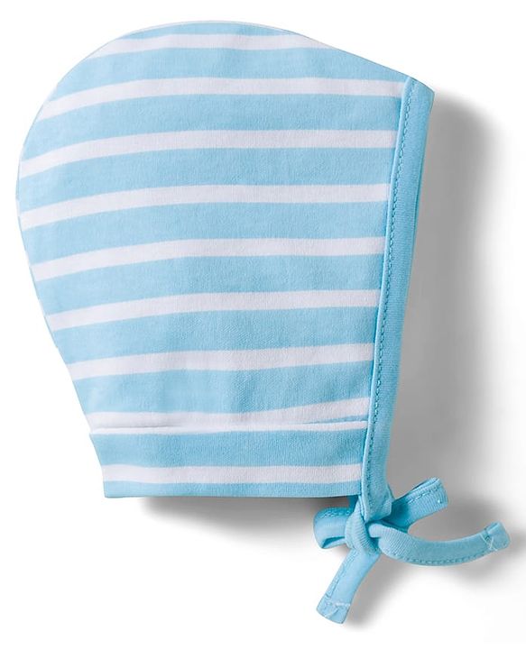 Babyhug 100% Cotton Knit Caps with Dino Print & Stripes Pack of 2 Multicolor - Diameter 22 cm