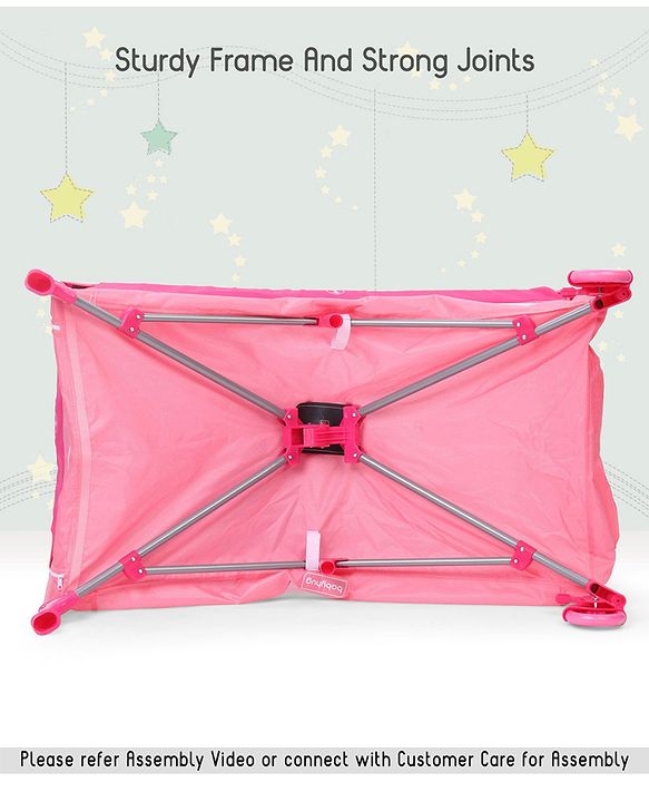 Babyhug My Space Playpen With Removable Mosquito Net - Pink (Assembly Video Available)