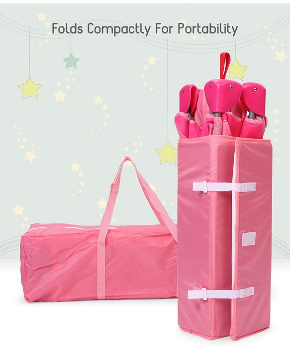 Babyhug My Space Playpen With Removable Mosquito Net - Pink (Assembly Video Available)
