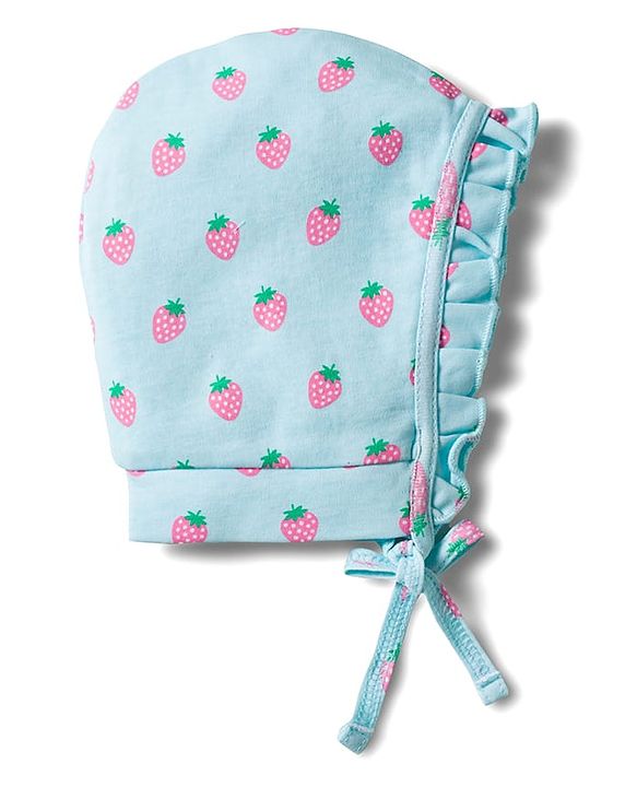 Babyhug 100% Cotton Knit Caps with Fruit Print Pack of 2 Multicolor - Diameter 18 cm
