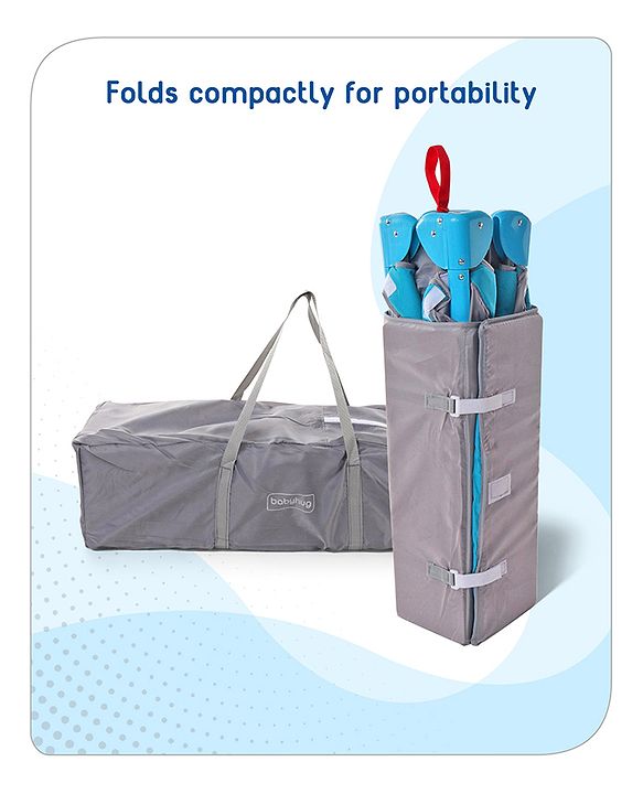 Babyhug Keep Me Close 2 in 1 Playpen Cum Baby Cot With Mosquito Net  - Blue Grey (Assembly Video Available)