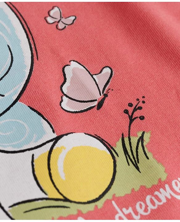 Babyhug Cotton Knit Half Sleeves T-Shirt & Capri Night Suit With Unicorn Print - Pink