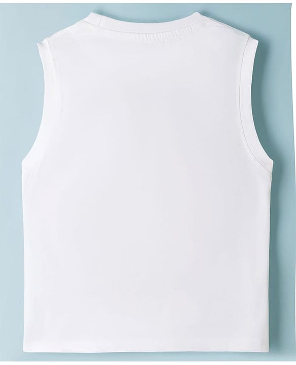 Pine Kids Cotton Knit Sleeveless Tank T-Shirt with Light House Print - White