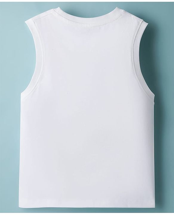 Pine Kids Cotton Knit Sleeveless Tank T-Shirt with Just Ride Print - White