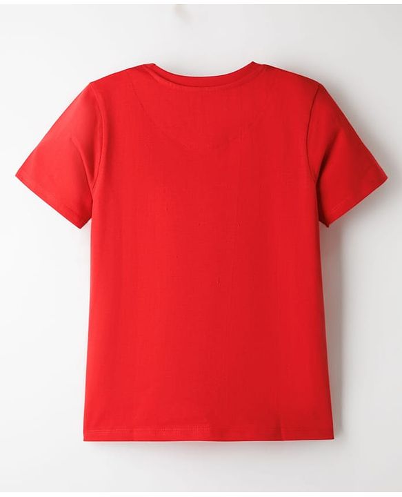 Pine Kids Cotton Knit Half Sleeves T-Shirt With Butterfly Print - Red